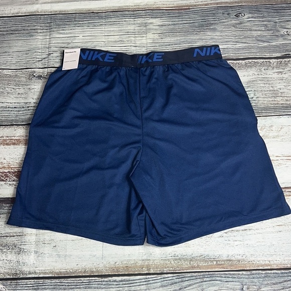 Nike Dri-Fit Knit Veneer Mesh Blue Training Shorts Size-XXL - Picture 2 of 10